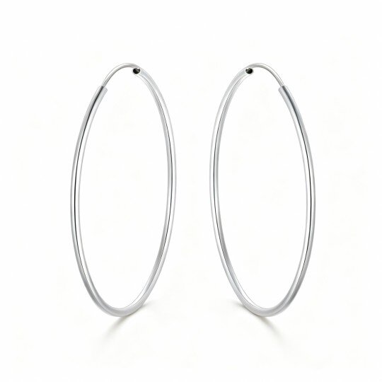 10K White Gold Circle Hoop Earrings