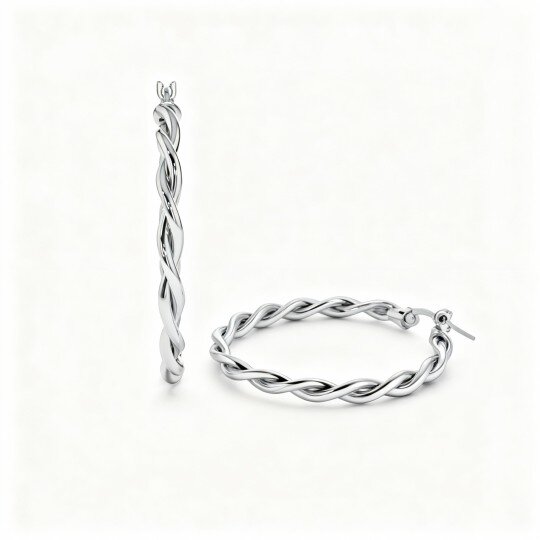 10K White Gold Circle Hoop Earrings