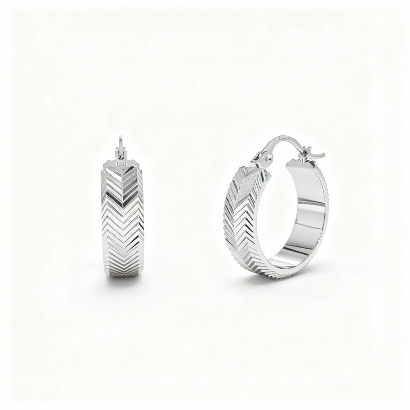 10K witgouden cirkelvormige oorringen-9