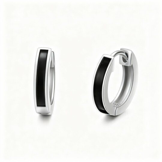 Brincos de argola circulares em ouro branco 10K