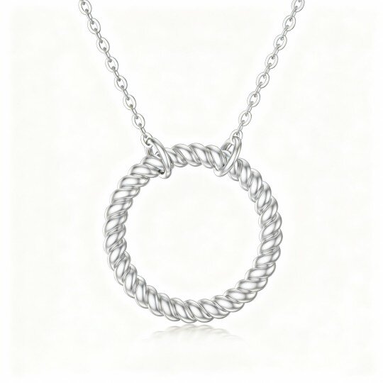 10K White Gold Circle Circle Pendant Necklace