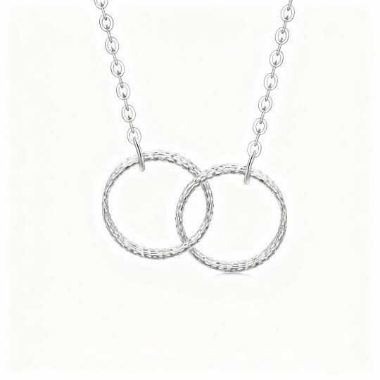 10K White Gold Circle Circle Pendant Necklace