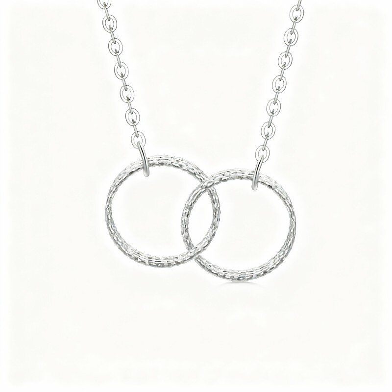 Collar con colgante de círculo en oro blanco de 10 quilates-12