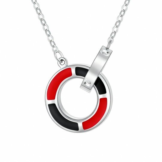 10K White Gold Circle Pendant Necklace