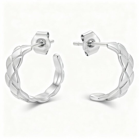 10K White Gold Circle Stud Earrings