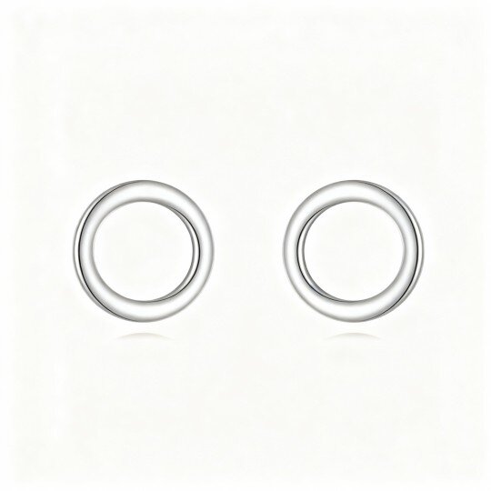 10K White Gold Circle Stud Earrings