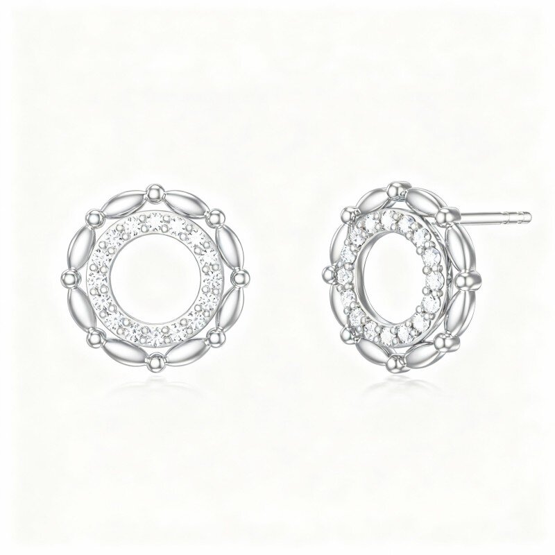 Kolczyki z cyrkonii sześciennej z białego złota 10K-1
