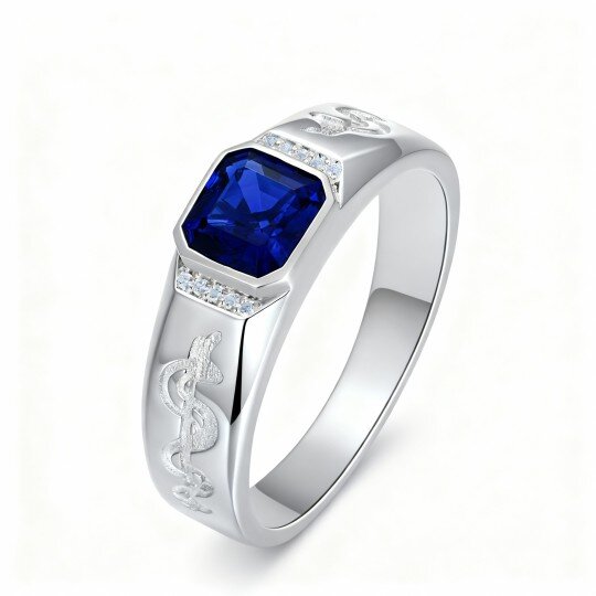 10K White Gold Cubic Zirconia Couple & Father & Daughter & Father & Son & Parents & Children Ring