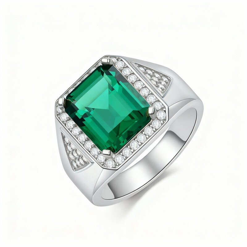 Anillo de oro blanco de 10 quilates con circonitas cúbicas para parejas, padres, hijas, hijos, profesores y profesores.-11