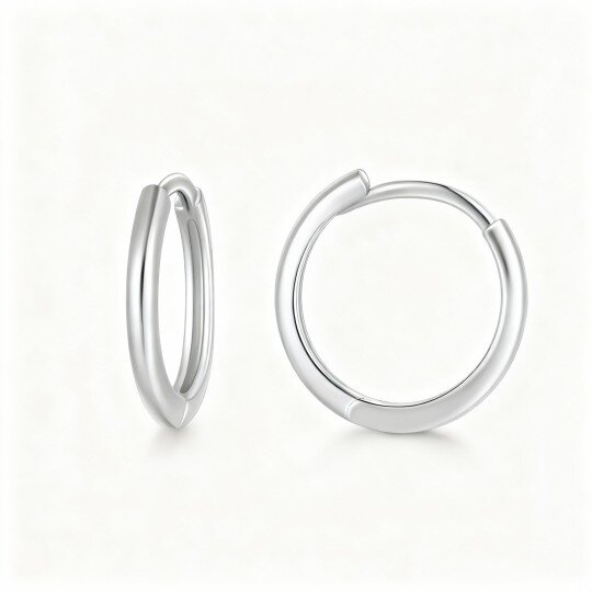 10K White Gold Couple Hoop Earrings
