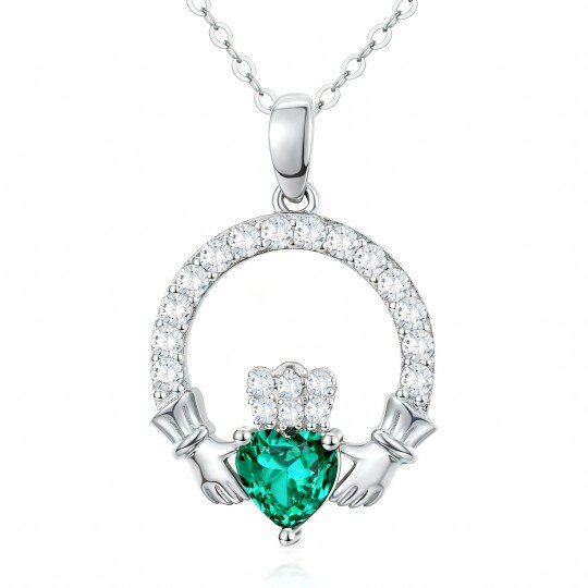 10K White Gold Couple Pendant Necklace