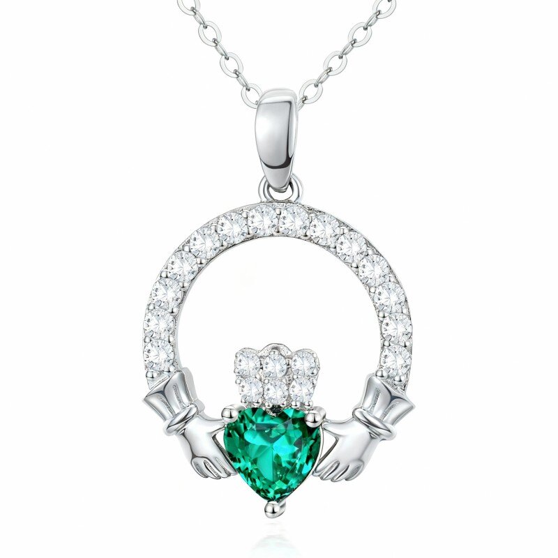 Collier pendentif couple en or blanc 10 carats-7