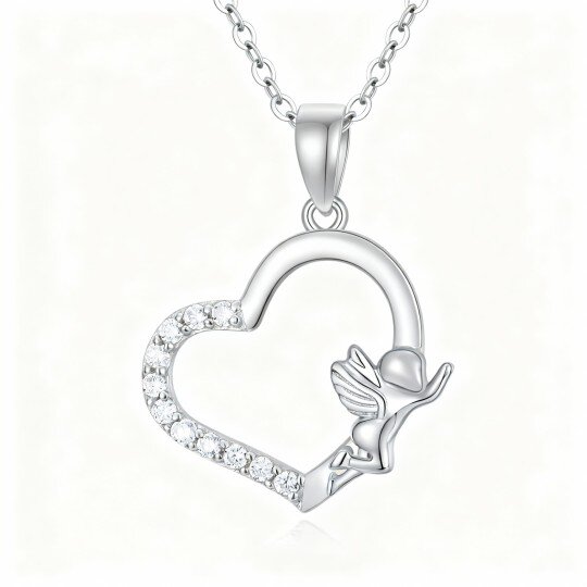10K White Gold Couple Pendant Necklace