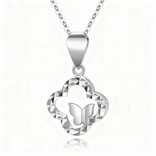 10K White Gold Couple Pendant Necklace