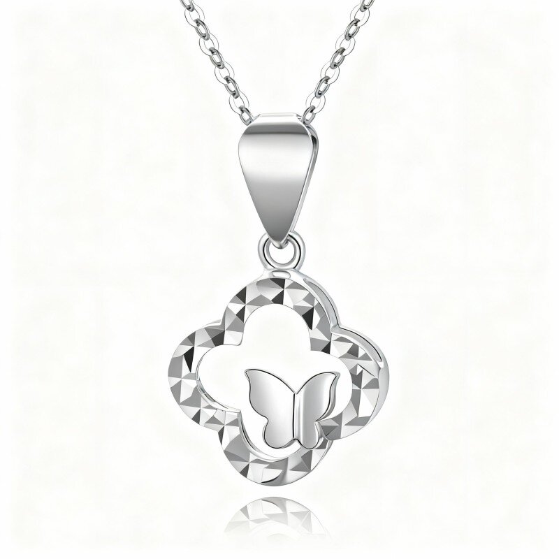 Collier pendentif couple en or blanc 10 carats-17
