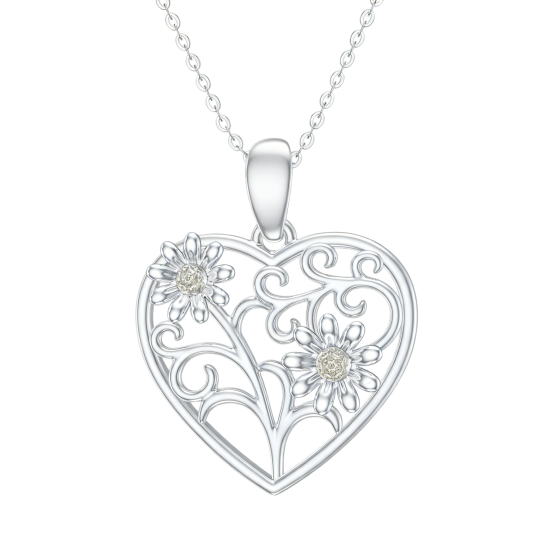 Collier pendentif couple en or blanc 10 carats