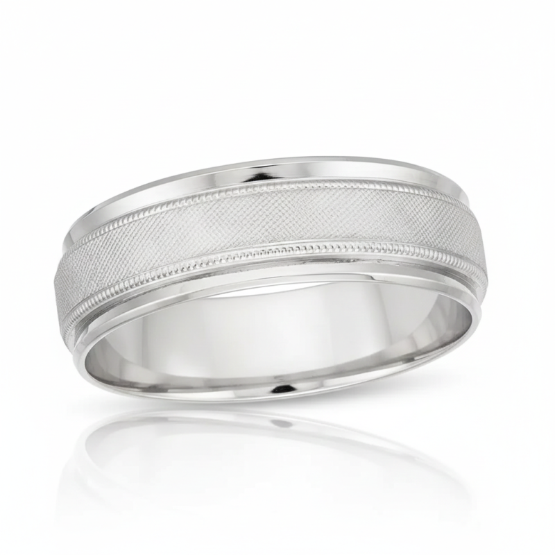 18K White Gold Couple Wedding Ring for Men-1
