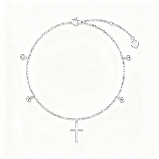 Bracciale con ciondolo a croce in oro bianco 10K