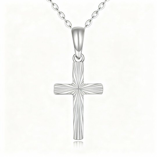 Kreuzanhänger-Halskette aus 10-karätigem Weißgold