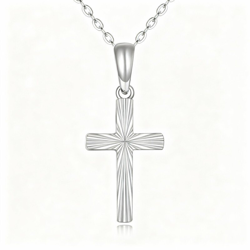Platinum with White Gold Plated Cross Pendant Necklace-1