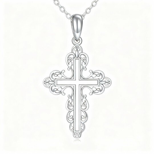 Kreuzanhänger-Halskette aus 10-karätigem Weißgold