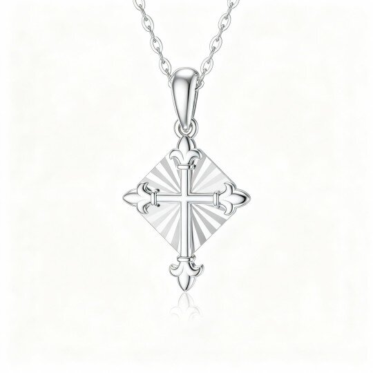 Kreuzanhänger-Halskette aus 10-karätigem Weißgold