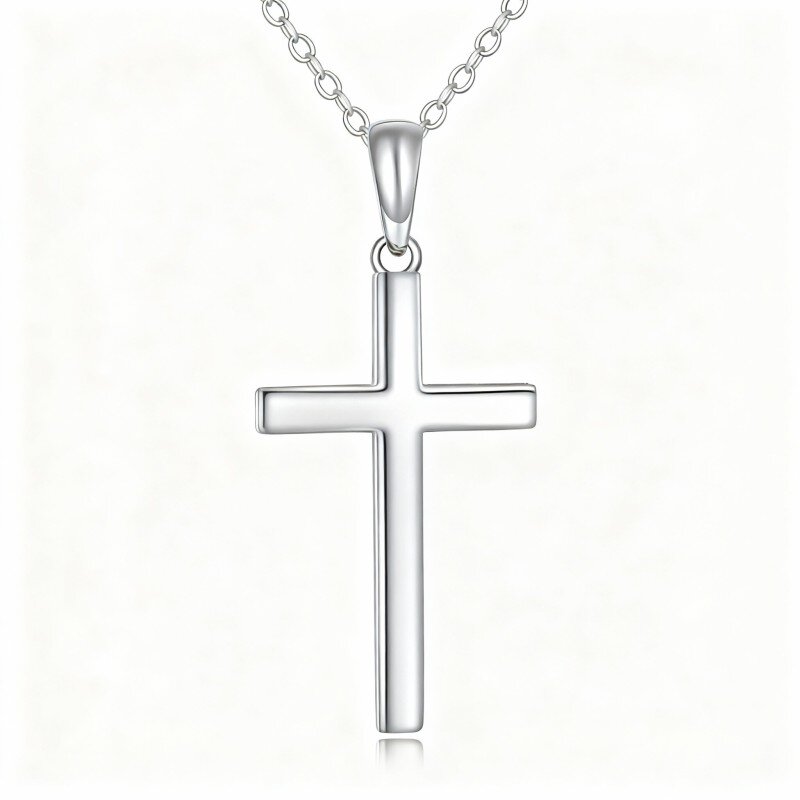 10K White Gold Cross Pendant Necklace-20