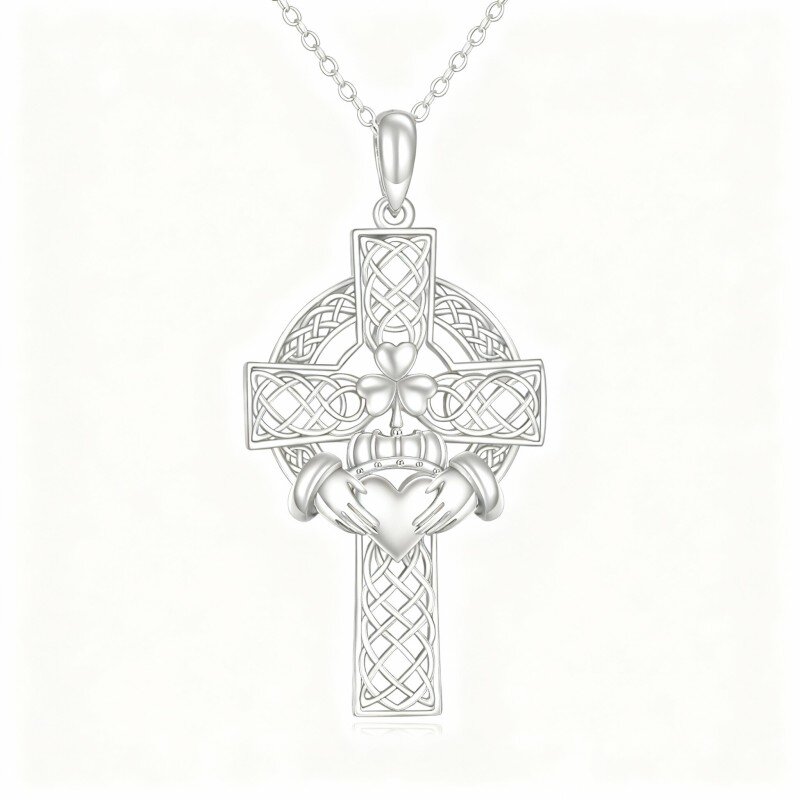 10K White Gold Cross Pendant Necklace-13