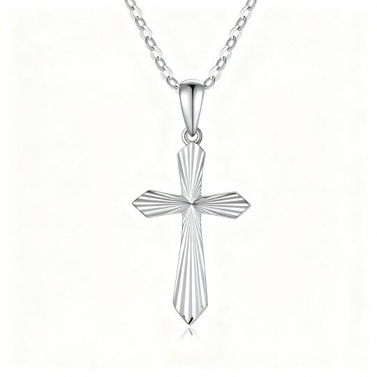 Halskette mit Kreuzanhänger aus 9-karätigem Weißgold