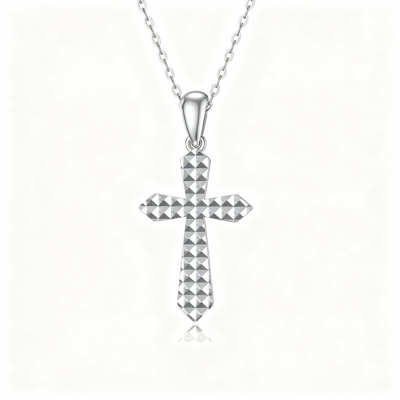 9K White Gold Cross Pendant Necklace-19