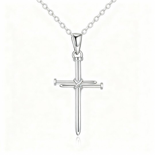 10K White Gold Cross Pendant Necklace