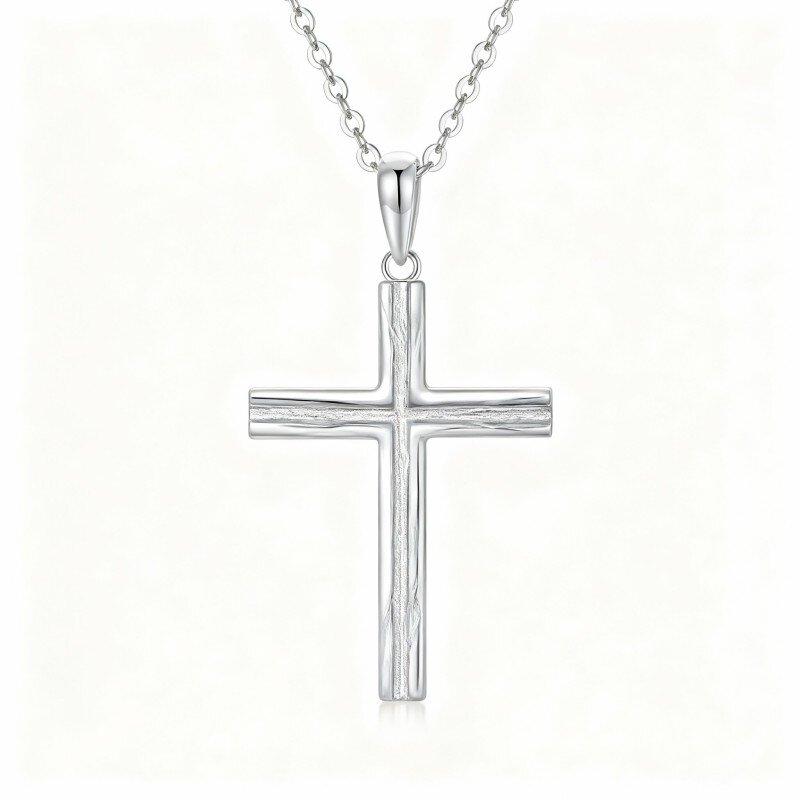 9K White Gold Cross Pendant Necklace-20