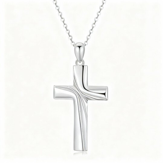 قلادة صليب من الذهب الأبيض عيار 10 قيراط