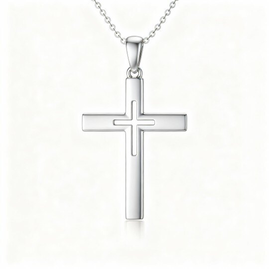 Collar con colgante de cruz de oro blanco de 9 quilates