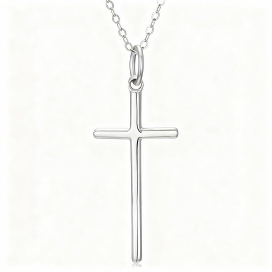 10K White Gold Cross Pendant Necklace
