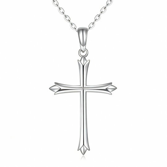 10K White Gold Cross Pendant Necklace