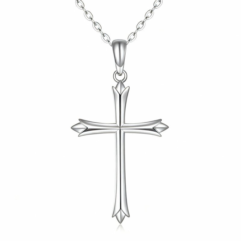 10K White Gold Cross Pendant Necklace-9