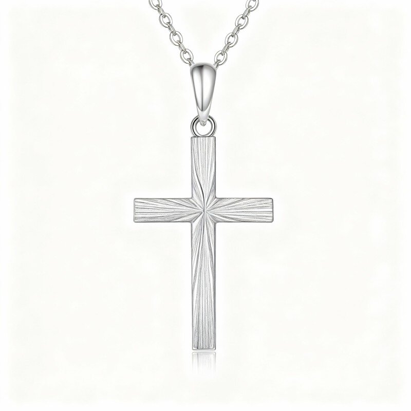 Collana con ciondolo a croce in oro bianco 10K-12