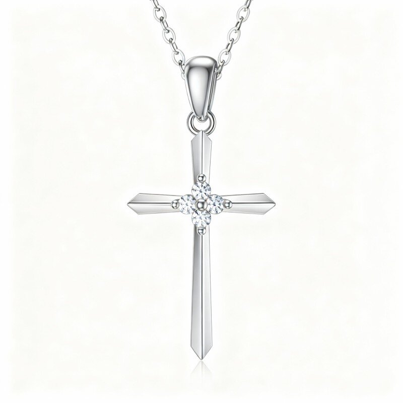 قلادة من الذهب الأبيض عيار 9 قيراط مرصعة بالزركونيا المكعبة-11