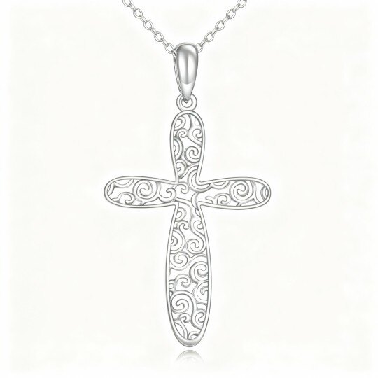 Collar con colgante de cruz de oro blanco de 9 quilates