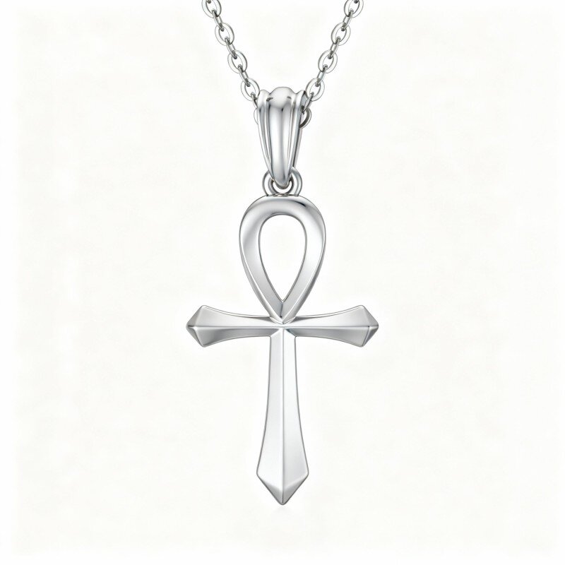 10K White Gold Cross Pendant Necklace-6