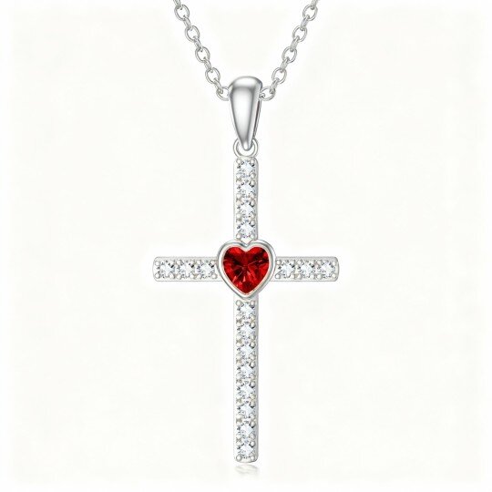 10K White Gold Cubic Zirconia Cross Pendant Necklace