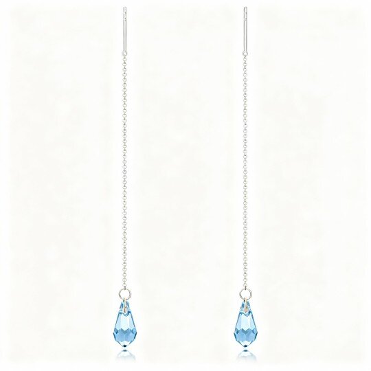 10K White Gold Crystal Drop Earrings