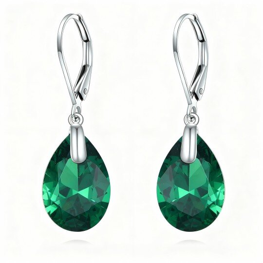 Brincos gota em ouro branco 10K com cristais