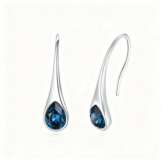 10K White Gold Crystal Drop Shape Drop Earrings