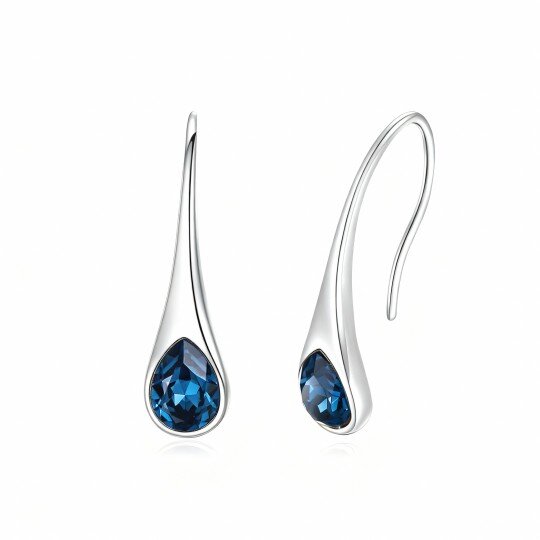 10K White Gold Crystal Drop Shape Drop Earrings