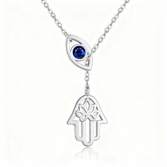 10K White Gold Crystal Evil Eye Adjustable Y Necklace