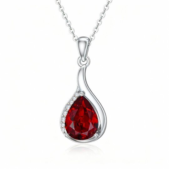 10K White Gold Crystal & Lab Created Diamond Drop Shape Pendant Necklace