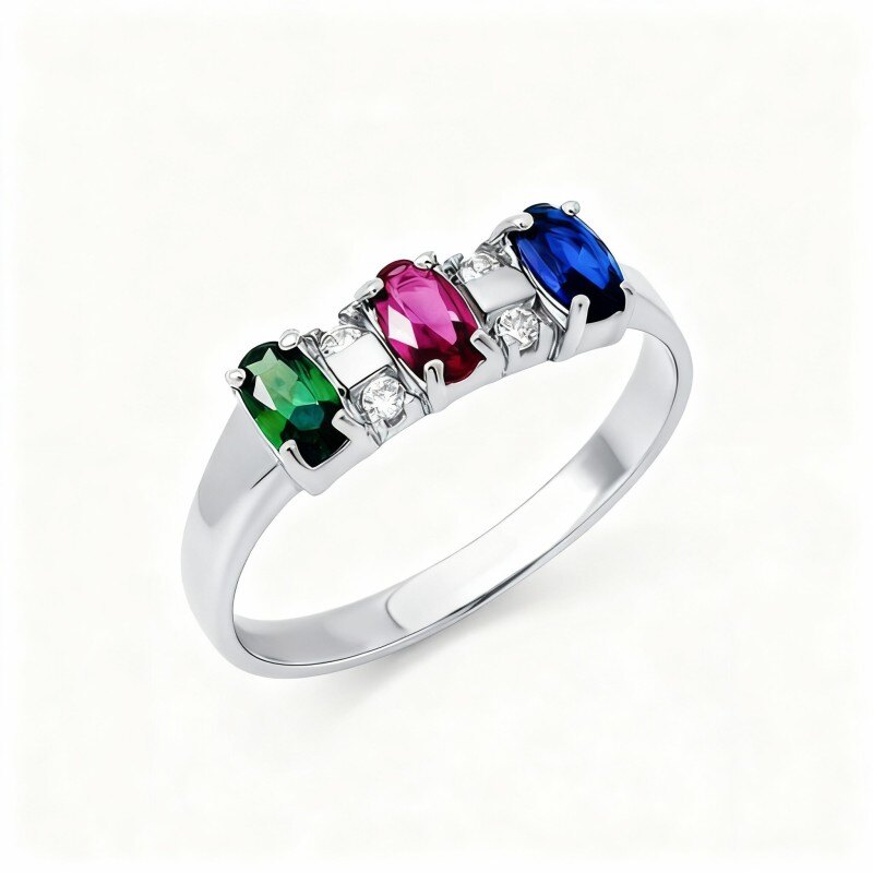 10Kホワイトゴールドクリスタルパーソナライズ誕生石＆バーリング-9