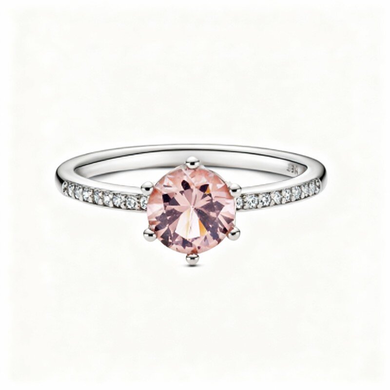 Anillo redondo de oro blanco de 10 quilates con grabado personalizado de cristal-1